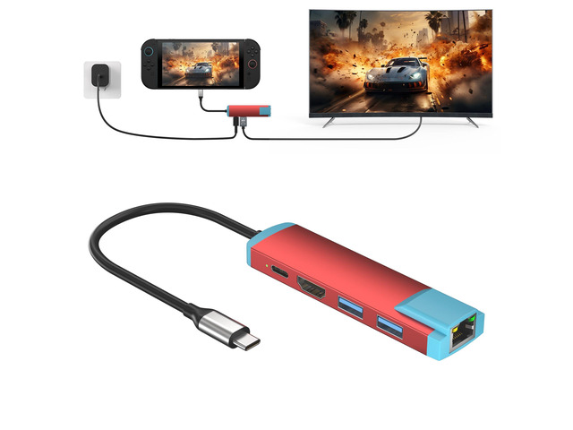 USB C Switch 2 Dock,4K@60Hz HDMI Adapter with PD/USB 3.0/Gigabit Ethernet Port,Replacement Dock for Switch/Switch OLED/Steam Deck/ROG Xbox Ally...