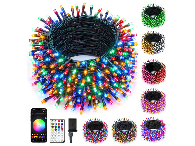 33ft 100LED Smart Color Changing Christmas Halloween Tree Lights LED RGB Outdoor String Twinkle Lights, 16 Milion Adjustable Colors Smart Fairy...