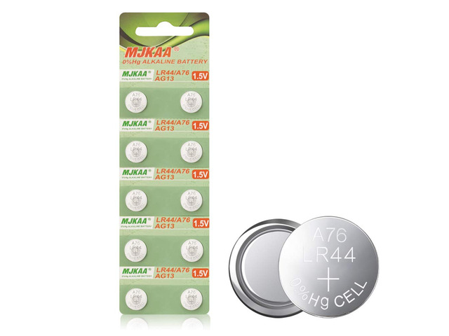 MJKAA AG13 1.5V Alkaline Button Cell Batteries (10-Pack) LR44 Compatible with A76 357 303 SR44 L1154, For Watches, For Calculators, For Toys, For...