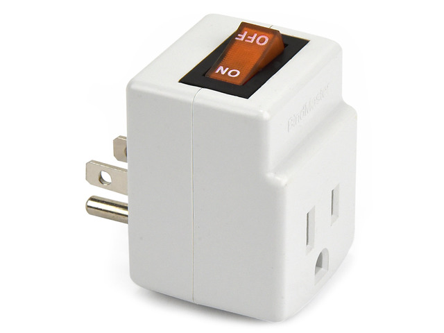 New! 3 Prong Grounded Single Port Power Adapter for Outlet with Orange Indicator On/Off Switch to be Energy Saving (1 Pack)