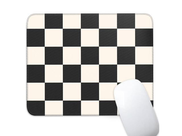 Black Checkered Mouse Pad,Small Mousepad for Desk Work Office 10'X8' Square Mouse Mat with Smooth Surface Stitched Edges Non-Slip Rubber Base for...