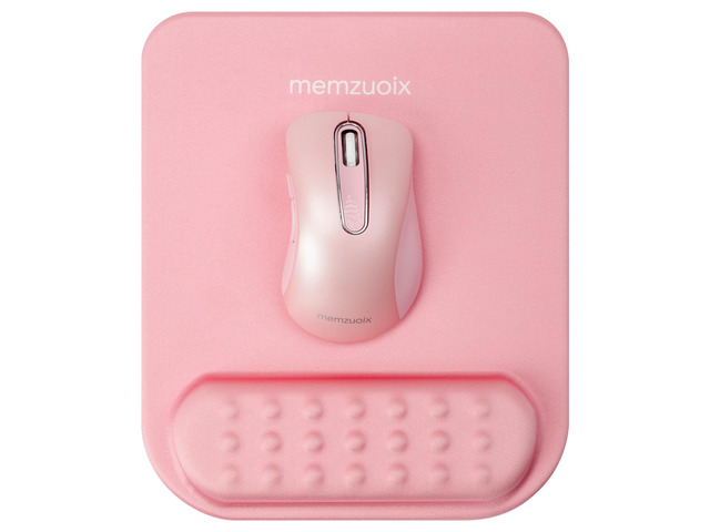 memzuoix Pink Ergonomic Mouse Pad with Wrist Rest Support,Premium Memory Foam Cushioning for Pain Relief, Non-Slip PU Base for Stable Smooth...