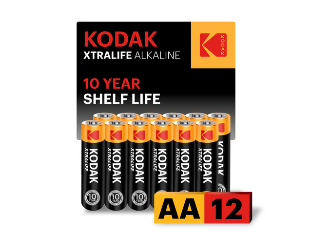 KODAK AA Alkaline Batteries (12 Pack) Double A Battery, LR6, 1.5V 10-Year Shelf Life, Advanced Leak-Resistant Design, High & Low Drain Devices,...