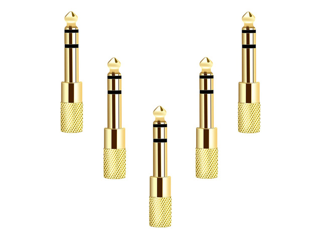 Valefod [Updated Version 5-Pack Stereo Audio Adapter 6.35mm (1/4 inch) Male to 3.5mm (1/8 inch) Female Headphone Jack