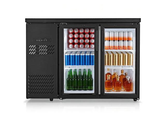 VEVOR Back Bar Cooler, 11.8 Cu. Ft Counter Height Beverage Refrigerator, Commercial Display Fridge w/ 2 Glass Doors, LED Lighting, Shelves, Fan...