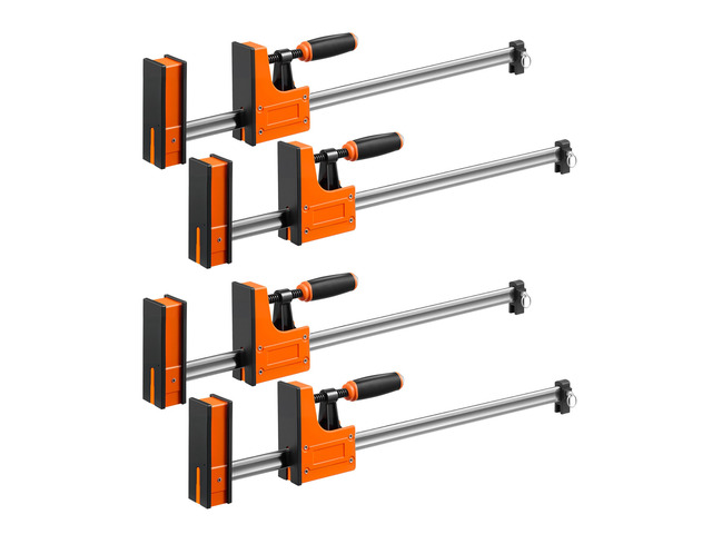 VEVOR Bar Clamps for Woodworking, 4-Pack, 24' Opening F Clamps, 1500 lbs Load Limit, Clamp/Spreader 2 Modes, Soft Rubber Pads, Ergonomic Handle,...