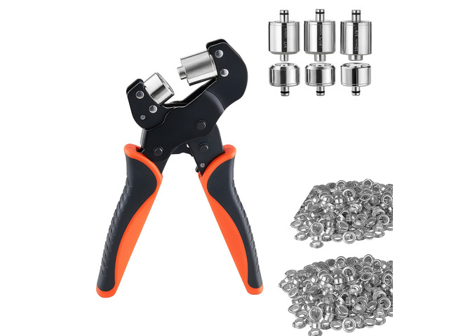 VEVOR Grommet Tool Kit 1/4' 5/16' 3/8' 900 PCS Grommets Eyelet Tool Kit, with Eyelets and Washers, Manual Grommet Press Pliers, Hole Punch Tools,...