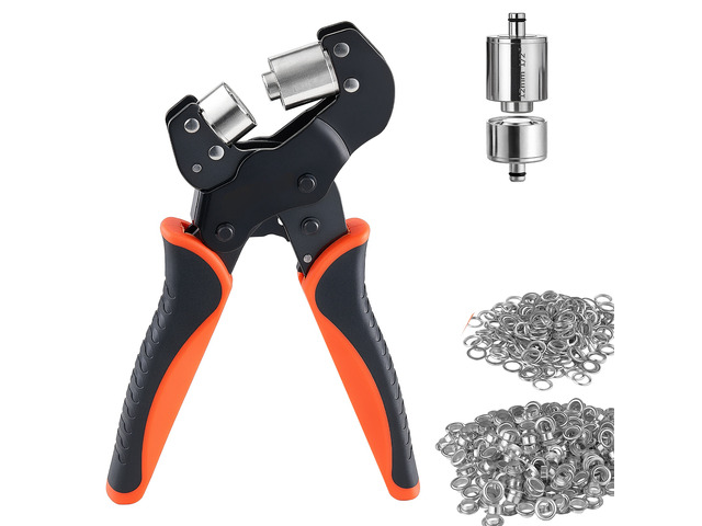 VEVOR Grommet Tool Kit 1/2' Eyelet Tool Kit with 500 PCS Silver Grommets, with Eyelets and Washers, Manual Grommet Press Pliers, Hole Punch, and...