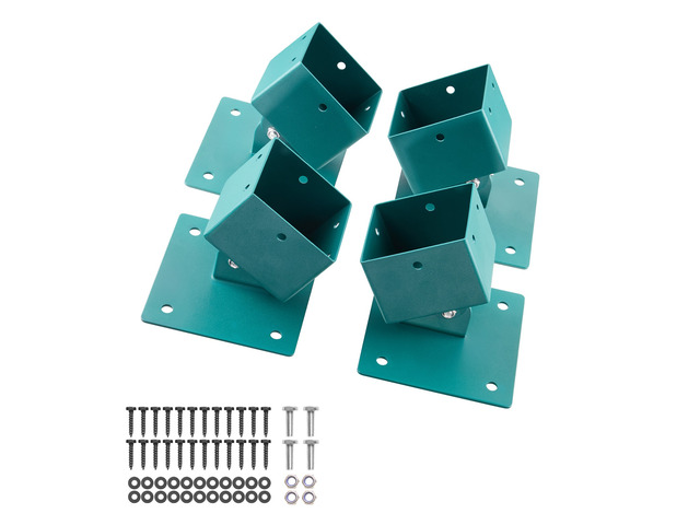 VEVOR Swing Set Brackets, 4 Pack Heavy Duty Swing Set Leveling Hardware, Fits 4 x 4 in Post (Actual 3.6 x 3.6 in), 45°-60° Angle Range, Stainless...
