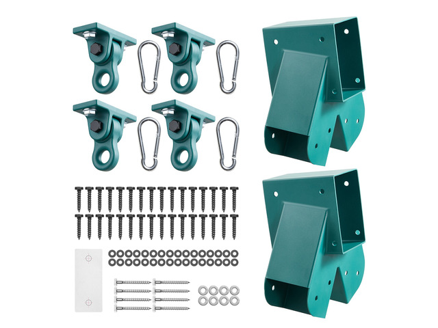 VEVOR Swing Set Brackets, Heavy-Duty A-frame Set Hardware, with 2 A-Frame Swing Brackets & 4 Hangers, Sturdy for Playground Backyard Park Equipment...