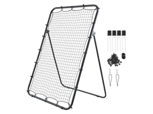 VEVOR Baseball Softball Rebounder Net 4 x 6 ft Pitch Back Trainer Target, 5 Adjustable Angles with Strike Zone, Steel Frame, Bounce Back Net for...