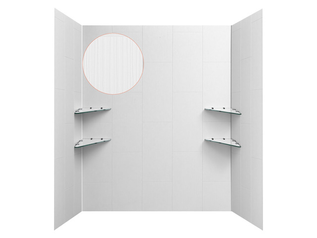 VEVOR Shower Wall Panels, 60' W x 36' D x 75' H, 0.14' (3.5 mm) Thick, 3-Panel Waterproof SMC Shower Surround Kit, Quick Install and Trimmable...