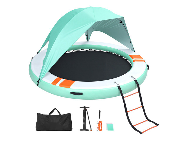 VEVOR Inflatable Floating Dock, 10FT Round Inflatable Dock Platform, Non-Slip Water Floating Mat with Portable Carrying Bag & Detachable Ladder,...