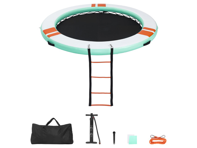 VEVOR Inflatable Floating Dock, 12 FT Round Inflatable Dock Platform, Non-Slip Water Air Mat with Portable Carrying Bag and Detachable Ladder,...