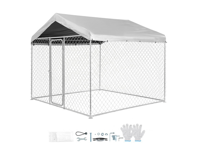 VEVOR Outdoor Dog Kennel, 7.55 x 7.55 x 7.05 ft Large Dog Kennel with Secure Lock, Outside Dogs Enclosures with UV-Resistant & Waterproof Roof...