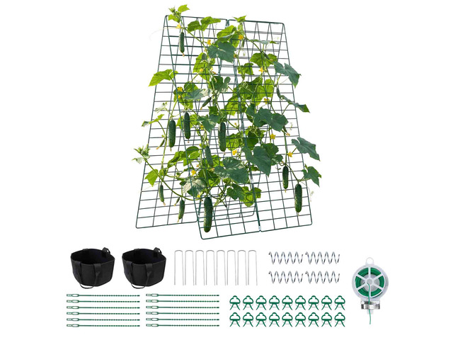 VEVOR Cucumber Trellis 4 Pack, A-Frame Garden Trellises for Raised Bed, Metal Rustproof Coating Plant Support for Vine, Climbing Plants, Peas,...