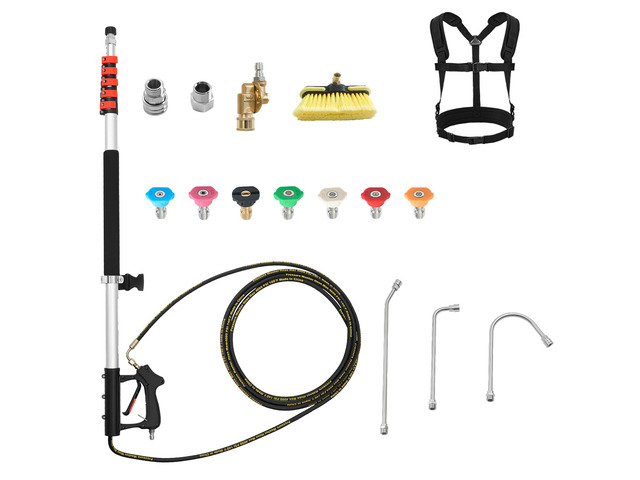 VEVOR 25 FT Pressure Washer Telescoping Wand, with Power Washer Extension Wands & High Pressure Hose, Brush Head, 7 Nozzles, Hose Adapter, Upgrade...