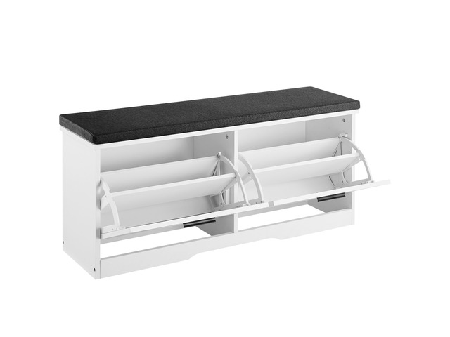 VEVOR Entryway Shoe Storage Bench 39.4' Wide 2-Tier Shoe Bench Black White, with 2 Flip Drawers, 440 lbs Load Capacity Storage Rack with Padded...