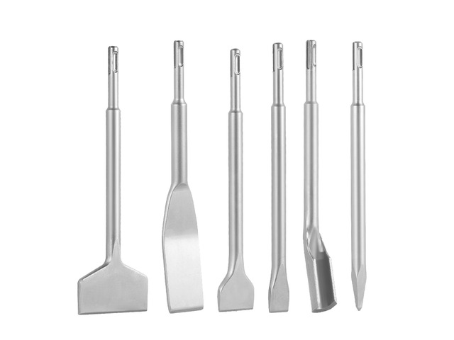 VEVOR SDS Plus Chisel Set, 6pcs SDS Plus Rotary Hammer Drill Attachments, Includes Point, Flat, & U-Groove Chisels, Heat Treated 40Cr Alloy Steel,...