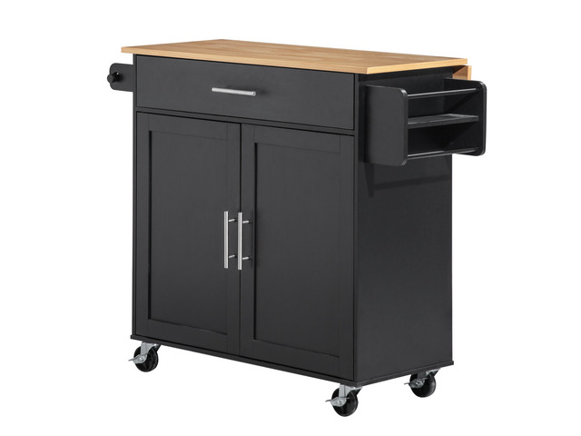 VEVOR Kitchen Island Cart with Storage, 42.28 in Wide Mobile Rolling Storage Island on Swivel Wheels, with Drawer, Storage Cabinet, Drop Leaf,...