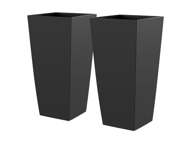 VEVOR Tall Planters Set of 2, 26 Inch Large Outdoor Taper Planters for Outdoor Indoor Plants, Front Porch Plastic Modern Flower Pots with Casters,...
