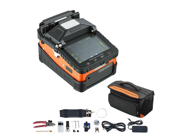 VEVOR Fiber Fusion Splicer 6 Motors with 8s Splicing & 18s Heating, 5200mAh Core Alignment Fibers Optical Splicer, 5' LCD Screen, 3 in 1 Fiber...