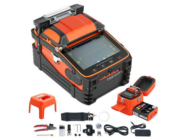 VEVOR Fiber Fusion Splicer 6 Motors with 5s Fast Splicing and 15s Heating, 7800mAh Core Alignment Fibers Optical Splicer with 5' Touchscreen, 3 in...