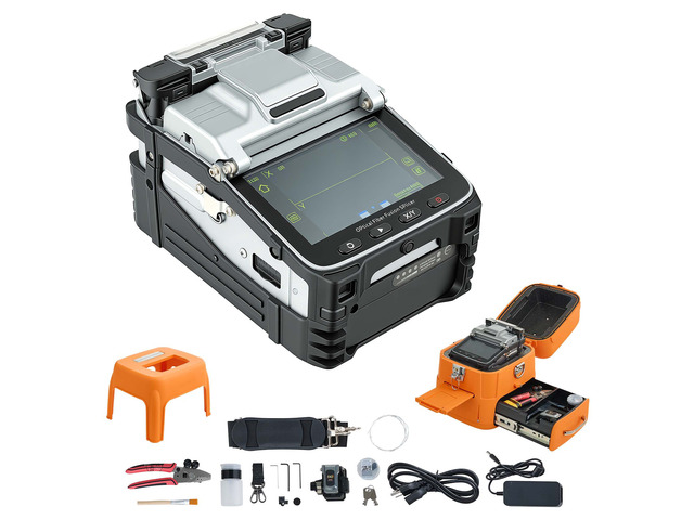 VEVOR Fiber Fusion Splicer 6 Motors with 6s Splicing & 15s Heating, 7800mAh Core Alignment Fiber Optical Splicer, 5' Touch Screen, 3 in 1 Fiber...
