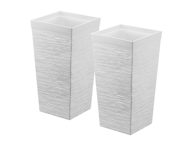 VEVOR Tall Planters Set of 2, 23 Inch Large Outdoor Taper Planters for Outdoor Indoor Plants, Front Porch Plastic Modern Flower Pots with Casters,...