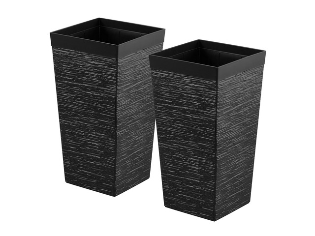 VEVOR Tall Planters Set of 2, 23 Inch Large Outdoor Taper Planters for Outdoor Indoor Plants, Front Porch Plastic Modern Flower Pots with Casters,...