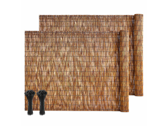 VEVOR Natural Reed Fencing, 4 ft x 16.4 ft, 2 Pack Decorative Natural Reed Fencing Roll, Decorative Fence for Divider, Privacy Screen Panel Curtain...