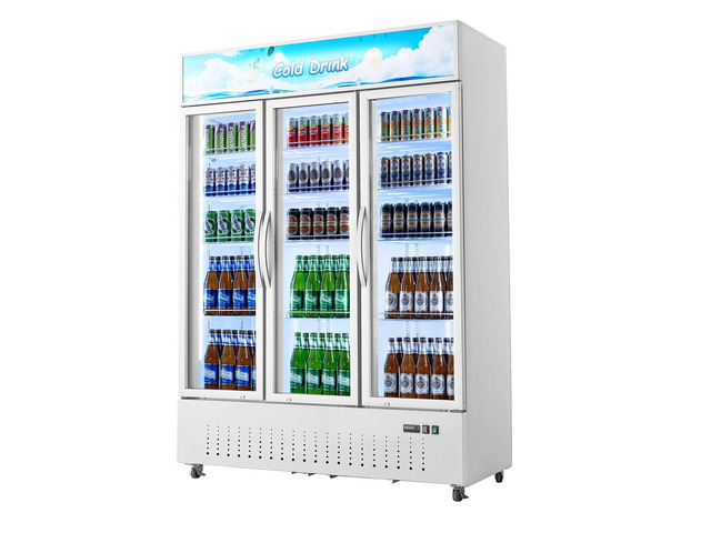 VEVOR Commercial Merchandiser Refrigerator, 36.4 Cu. Ft / 1030L Upright Beverage Cooler, 3 Glass Door Display Refrigerator with Customizable...
