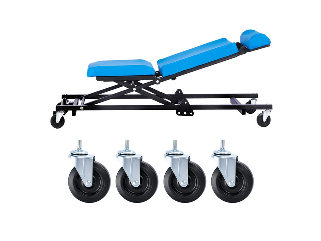 VEVOR 48 in Height Adjustable Mechanic Creeper, 570 lbs Under Car Rolling Garage Creeper Seat with Adjustable Backrest & Headrest, Padded Shop...