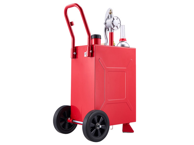VEVOR 15 Gallon Fuel Gas Caddy, Carbon Steel, Portable Fuel Transfer Storage Tank with Manual Pump & Rolling Wheels, Gasoline Diesel Can Container,...