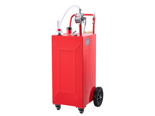 VEVOR 35 Gallon Fuel Gas Caddy, Carbon Steel, Portable Fuel Transfer Storage Tank with Manual Pump and 4 Wheels, Gasoline Diesel Can Container, for...
