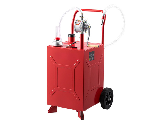 VEVOR 20 Gallon Fuel Gas Caddy, Carbon Steel, Portable Fuel Transfer Storage Tank with Manual Pump & Rolling Wheels, Gasoline Diesel Can Container,...