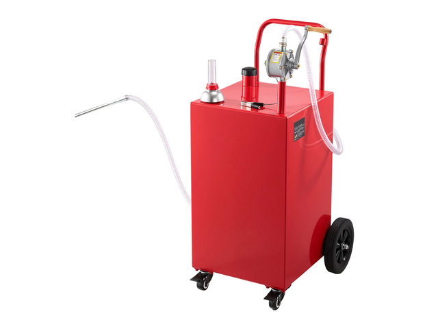 VEVOR 40 Gallon Fuel Gas Caddy, Carbon Steel, Portable Fuel Transfer Storage Tank with Manual Pump and 4 Wheels, Gasoline Diesel Can Container, for...