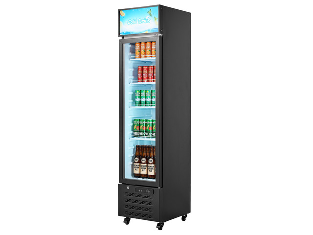 VEVOR Commercial Merchandiser Refrigerator, 7.5 Cu. Ft / 213 L Glass Door Display Refrigerator, Upright Beverage Cooler with Customizable Lightbox,...