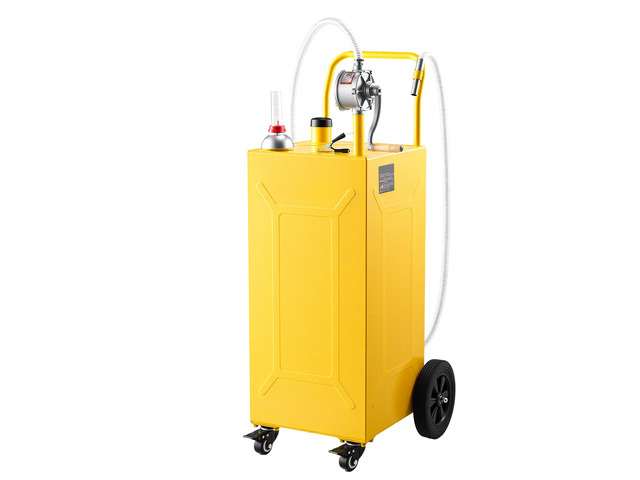 VEVOR 35 Gallon Fuel Gas Caddy, Carbon Steel, Portable Fuel Transfer Storage Tank with Manual Pump & 4 Wheels, Gasoline Diesel Can Container, for...
