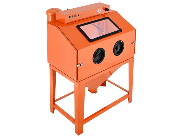 VEVOR 115 Gallon Sandblasting Cabinet, Heavy Duty Steel Sand Blasting Cabinet with 31-Gallon Media Hopper, Dual Blasting Guns & 1.6HP Dust...