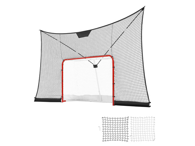 VEVOR Hockey Goal Goal and Backstop Net Set, 12x7 ft Durable Hockey Net with Extended Coverage, Lightweight Portable Complete Training Accessory...