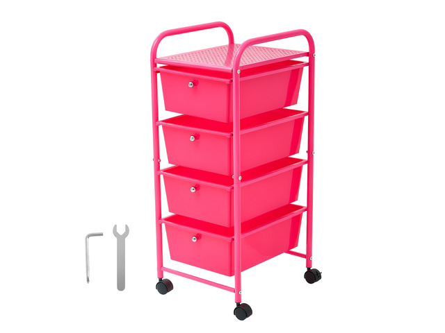 VEVOR Rolling Cart with Drawers, 4 Drawer Storage Organizer, Mobile Utility Cart with Steel Frame, Universal Casters & 2 Brakes, for Office,...