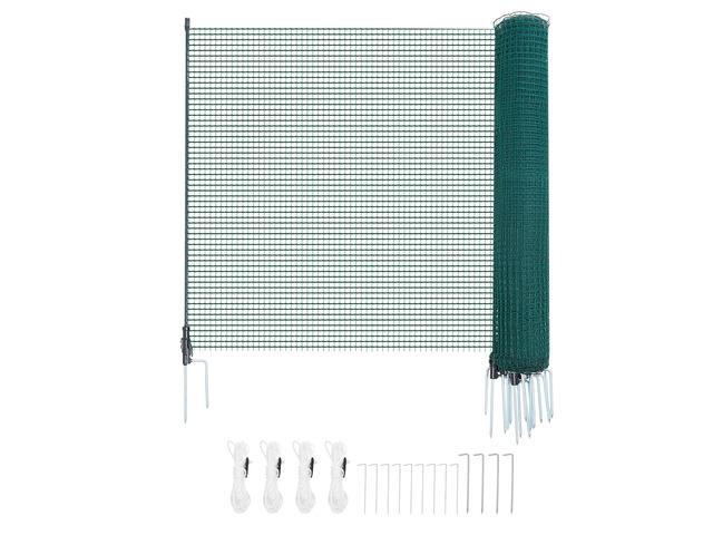 VEVOR Temporary Fence with Posts, 3 x 49.2 FT Plastic Mesh Fencing, Garden Safety Fences Netting with Double-Spike Stakes & Guy Ropes, Temporary...