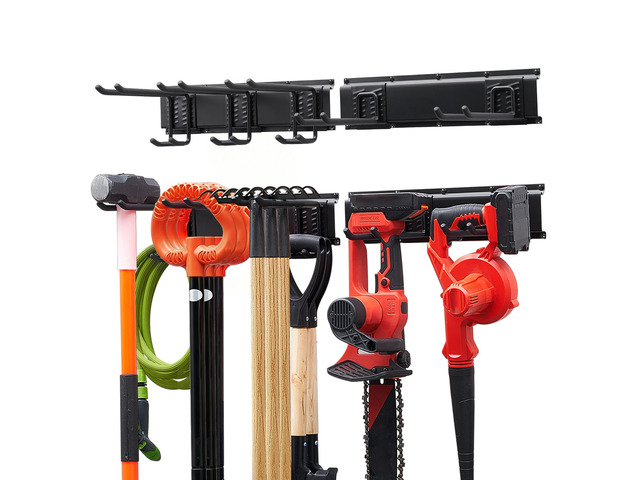 VEVOR Garage Tool Organizer 33 Inch 400 lbs Wall Mount Garden Tool Rack, Heavy Duty Garage Hanging Storage Rack Organization with 2 Rails and 5...