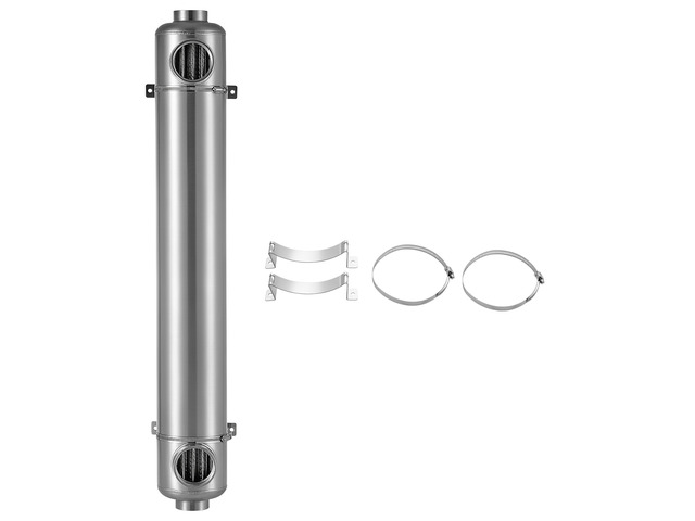 VEVOR Pool Heat Exchanger, 600K BTU Swimming Pool Heater Exchanger, 316L Stainless Steel Construction, High Efficiency Water to Water Transfer...