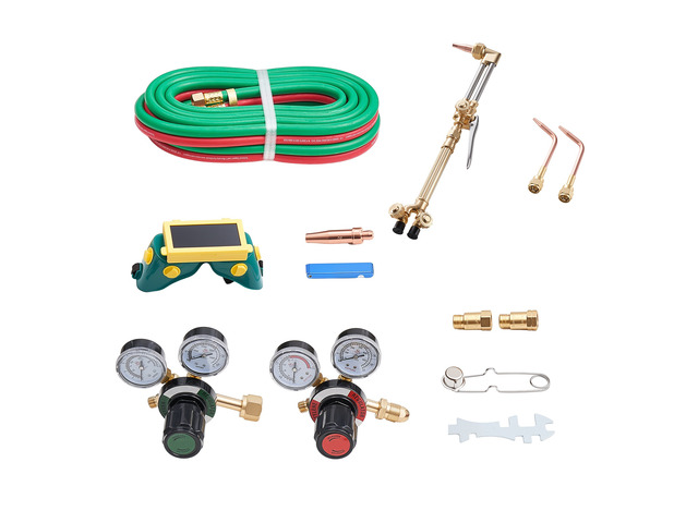 VEVOR Oxygen Acetylene Torch Kit with Check Valves, Gas Welding Cutting Torch Kit, Professional Oxy Acetylene Brazing Set with 15FT Twin-Hose, 2...