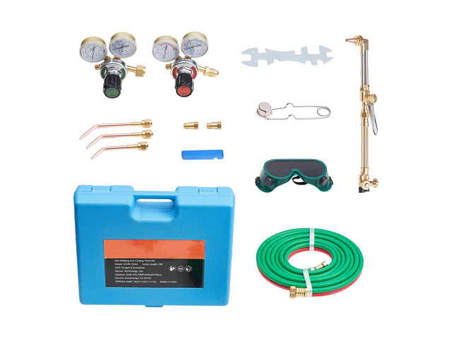 VEVOR Oxygen Acetylene Torch Kit with Check Valves, Gas Welding Cutting Torch Kit, Portable Oxy Acetylene Brazing Set with 15FT Twin-Hose, 1...