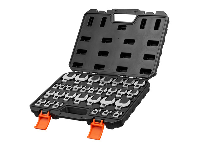 VEVOR Crowfoot Wrench Set, 3/8' Drive, 30-Piece Metric and SAE Size Crows Foot Wrenches, Cr-Mo Alloy Steel, with Storage Case, Dual Size Markings...