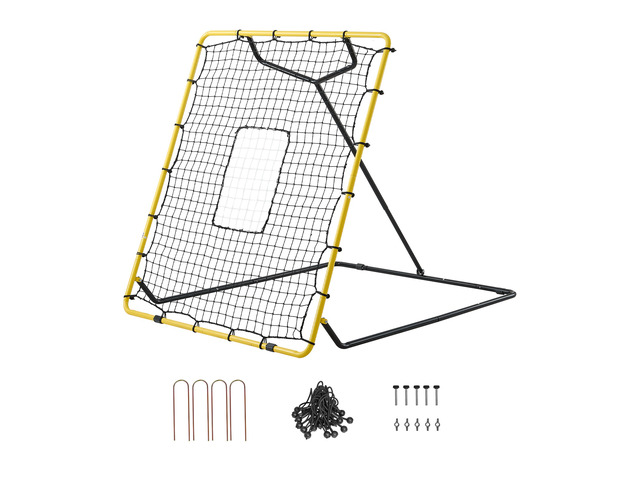 VEVOR Baseball Softball Rebounder Net 4 x 4.5 ft Pitch Back Trainer Target, 4 Adjustable Angles with Strike Zone, Steel Frame, Bounce Back Net for...