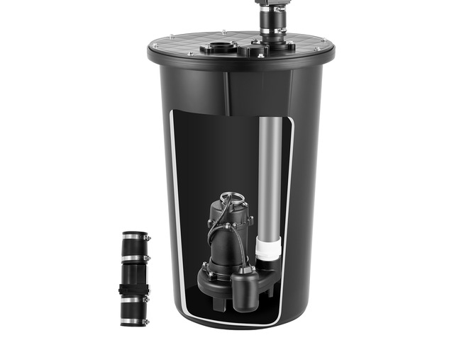 VEVOR Sewage Grinder System, 1 HP, 5100 GPH Cast Iron Sewage Pump with Basin, Grinding Blade, 120V Automatic Outdoor Water/Seepage Collection and...